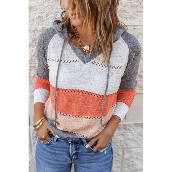 Azura Exchange  Gray Beach Bonfire Knitted Hoodie - Picture 1 of 15